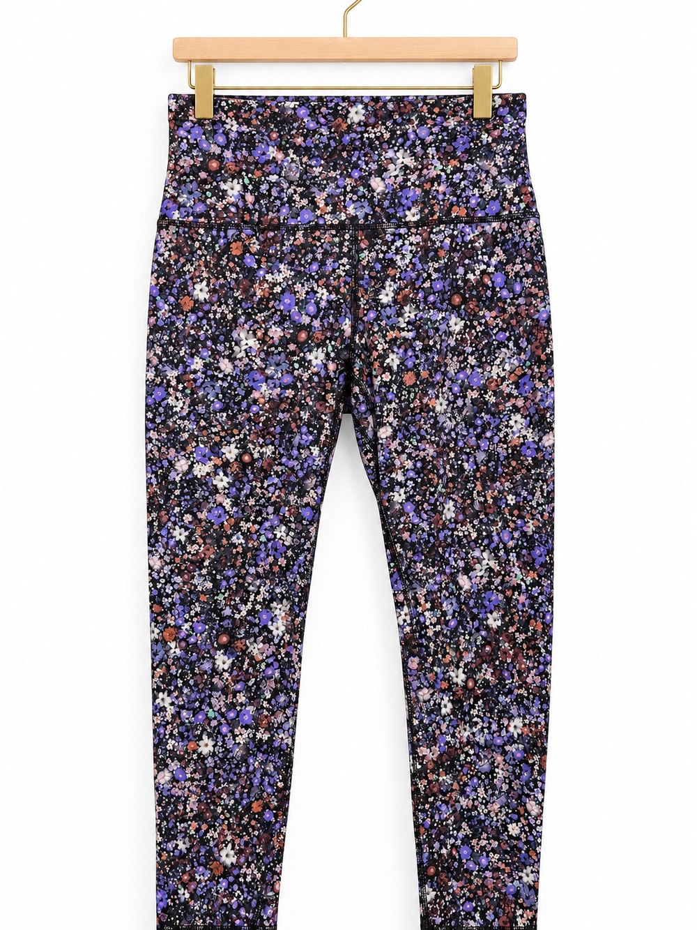 Lululemon Womens Size 8 Floral High Rise Cropped Leggings 22 Inseam Purple Black